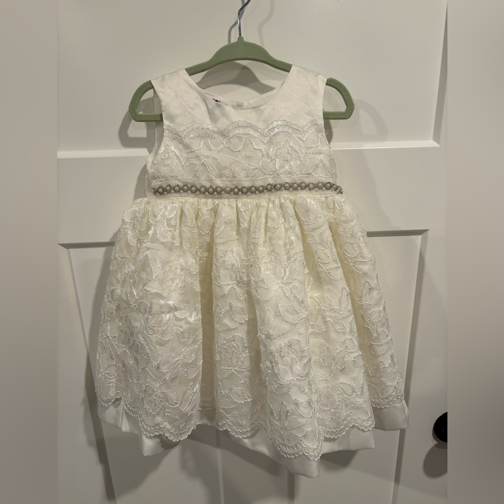 Blueberi Boulevard Ivory Lace Kids Dress